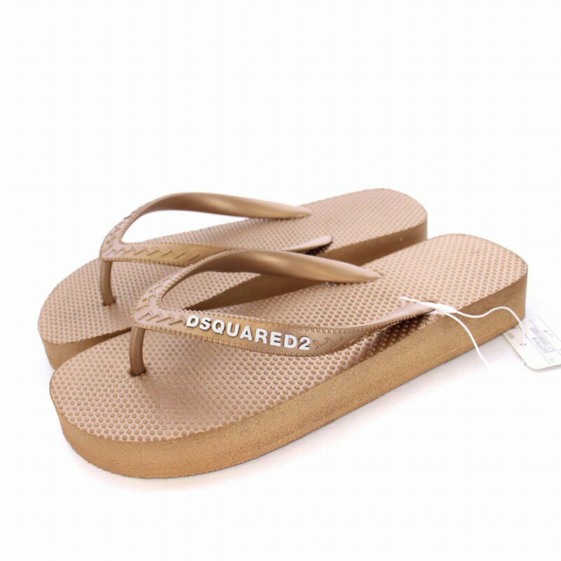 【中古】未使用品 ディースクエアード DSQUARED2 LOGO FLIP FLOPS ビーチサンダル フラット 36 23cm メタリックブラウン /KH ■GY29 レディース 【ベクトル 古着】 240119