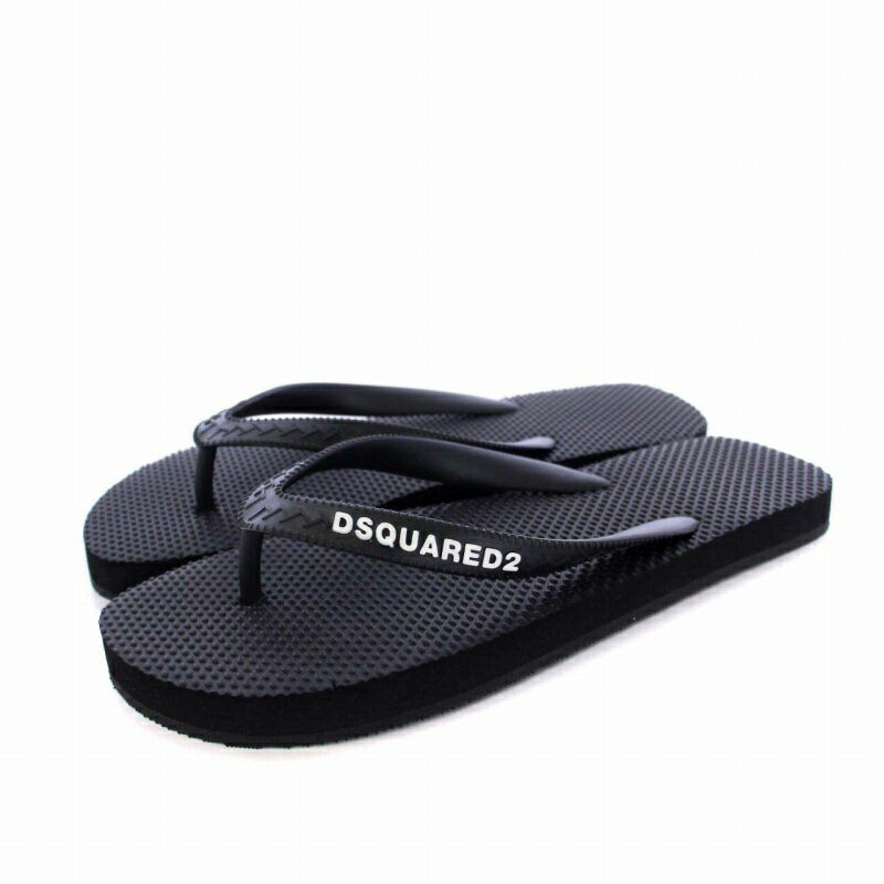 【中古】未使用品 ディースクエアード DSQUARED2 FLIP FLOPS ビーチサンダル トング ラバー 35 22.5cm 黒 ブラック /KH ■GY29 レディース 【ベクトル 古着】 240122