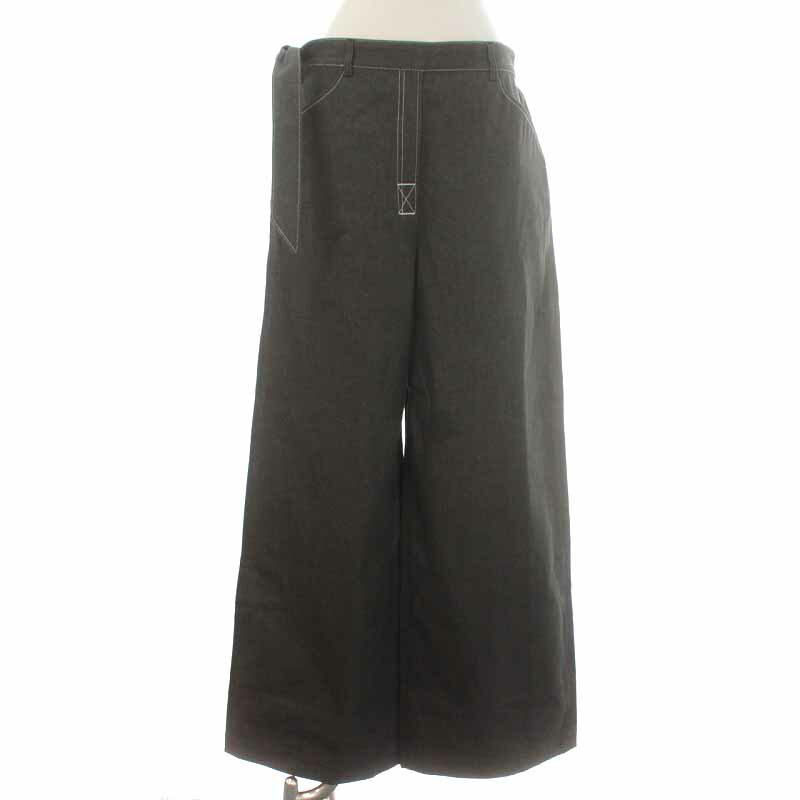 【中古】未使用品 クロチャーリーメイ KUROCHARLIEMAY BELTED WIDE LEG TROUSERS デニムパンツ ジーンズ ワイド 2 M グレー /YI7 レディース 【ベクトル 古着】 240201