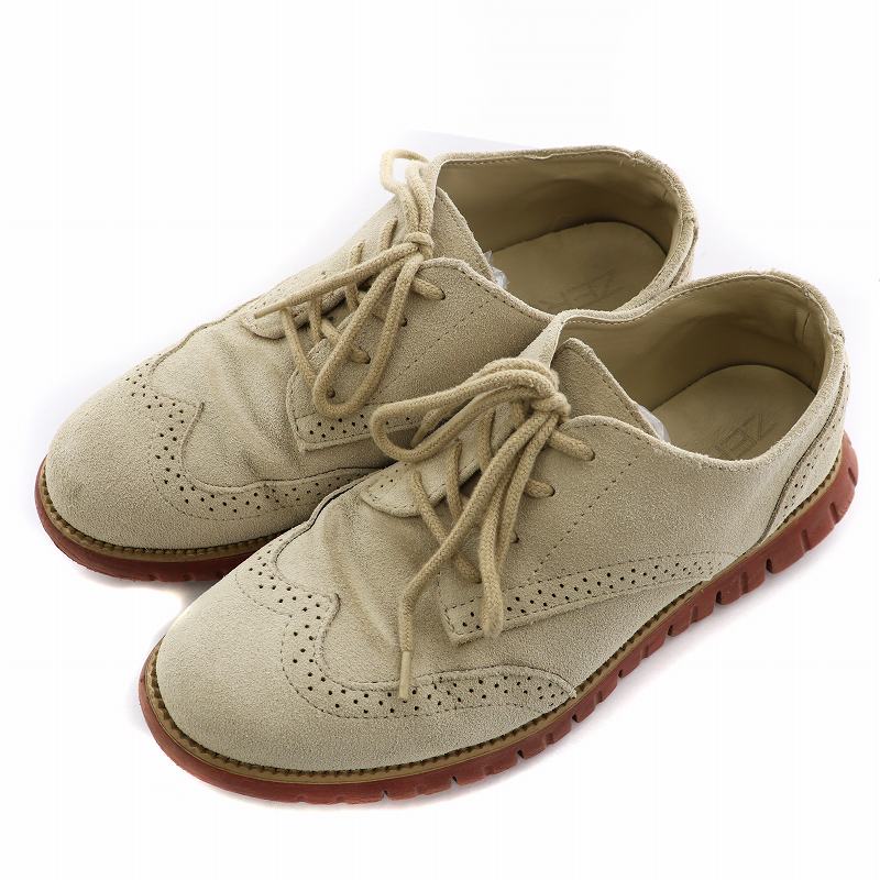 【中古】コールハーン COLE HAAN ゼログランド ZEROGRAND ウィングチップ オックスフォードシューズ 靴 スエード 24 ベージュ /MW メンズ 【ベクトル 古着】 240207