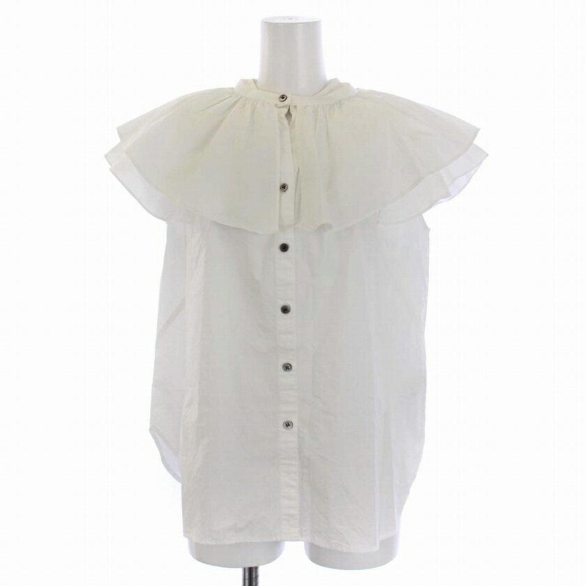 【中古】アダムエロペ Adam et Rope' 21SS ラッフルカラーブラウス シャツ 半袖 襟付き F 白 ホワイト GAH-01300-A /BM レディース 【ベクトル 古着】 240213のサムネイル
