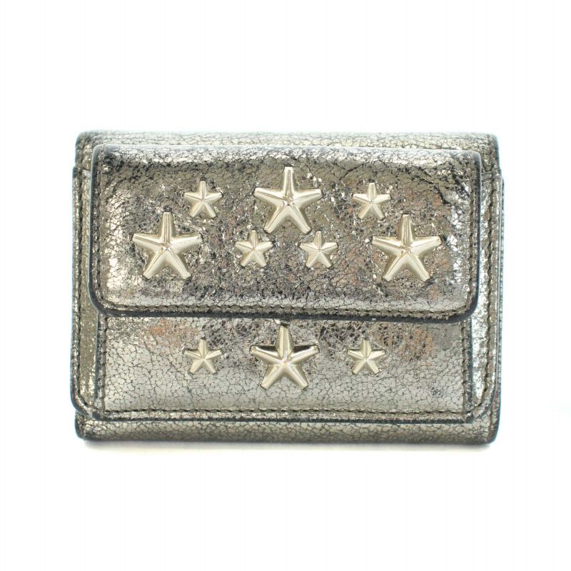 【中古】ジミーチュウ JIMMY CHOO ネモ NEMO 財布 三つ折り 小銭入れ スター スタッズ レザー シルバー /YT レディース 【ベクトル 古着】 240304