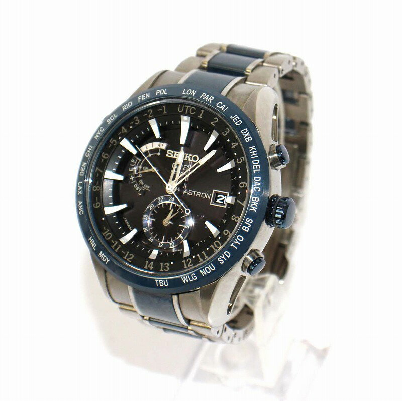 【中古】セイコー SEIKO ASTRON GPS SOLAR アストロン ソーラー 腕時計 クロノグラフ 紺 ネイビー シルバーカラー SBXA019 ジャンク品 /KH メンズ 【ベクトル 古着】 240418