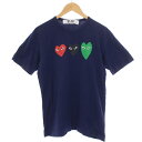 【中古】プレイコムデギャルソン PLAY COMME des GARCONS AD2014 3 LOGO T-SHIRT Tシャツ カットソー 半袖 クルーネック プリント L 紺 ネイビー AZ-T186 /BM メンズ 【ベクトル 古着】 240502