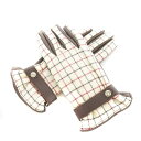 【中古】メゾンマルジェラ 14 Maison Margiela 14 手袋 チェック柄 ウール カシミヤ 鹿革 M アイボリー 茶 ブラウン S50TS0033...