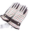 【中古】メゾンマルジェラ 14 Maison Margiela 14 Tattersall-check panelled gloves 手袋 グローブ チェック レザー 切替 S 茶 ブラウ..