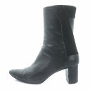 【中古】アンダーカバー UNDERCOVER Sue UNDERCOVER ショートブーツ ポインテッドトゥ チャンキーヒール スエードリボン レザー XXS 23cm 黒 ブラック SUX1F02 /SI22 レディース 【ベクトル 古着】 240401