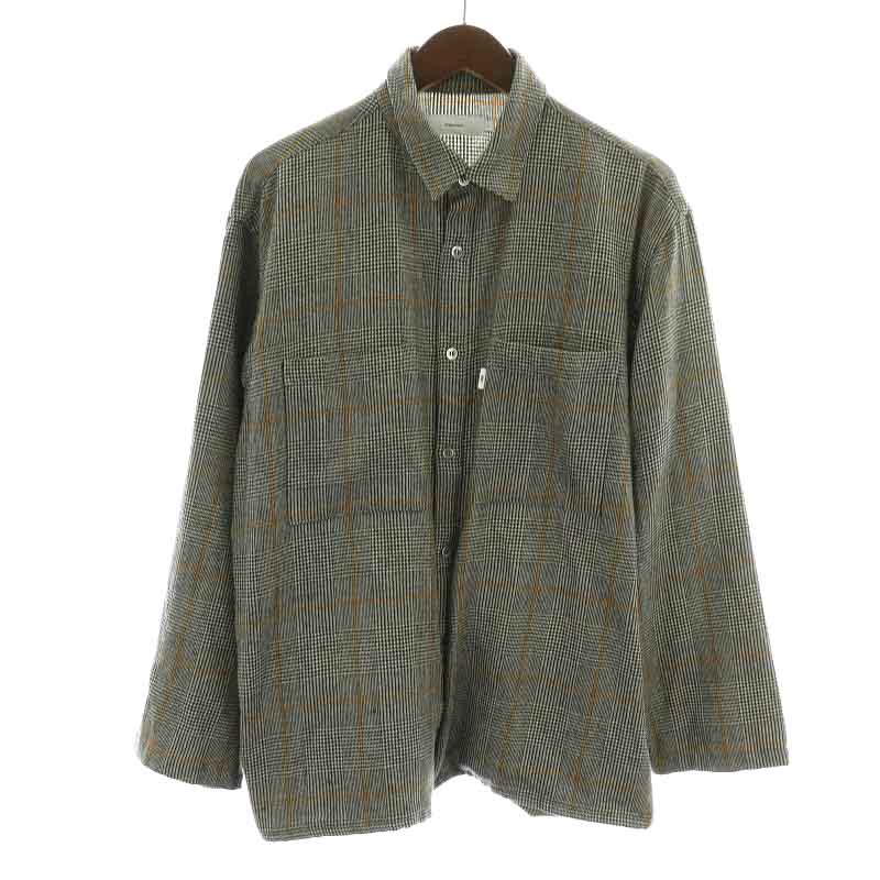 【中古】グラフペーパー Graphpaper グレンチェックウールロングスリーブボックスシャツ Glencheck Wool L/S Box Shirt カジュアルシャツ 長袖 2 L グレー 黒 ブラック ベージュ GM184-50506 /NW19 メンズ 【ベクトル 古着】 240328