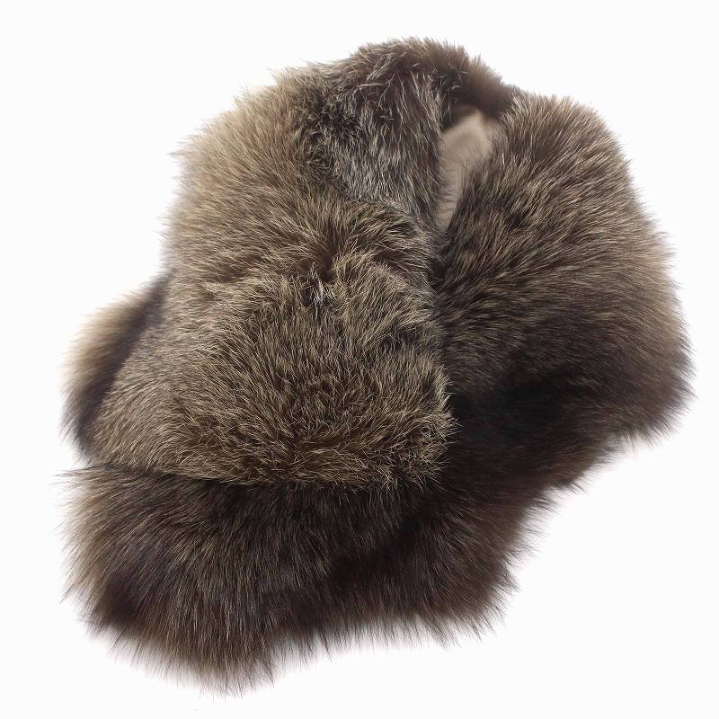 【中古】サガファー SAGA FURS リアルファー ティペット 毛皮 マフラー 茶 ブラウン 白 /YM レディース 【ベクトル 古着】 240528