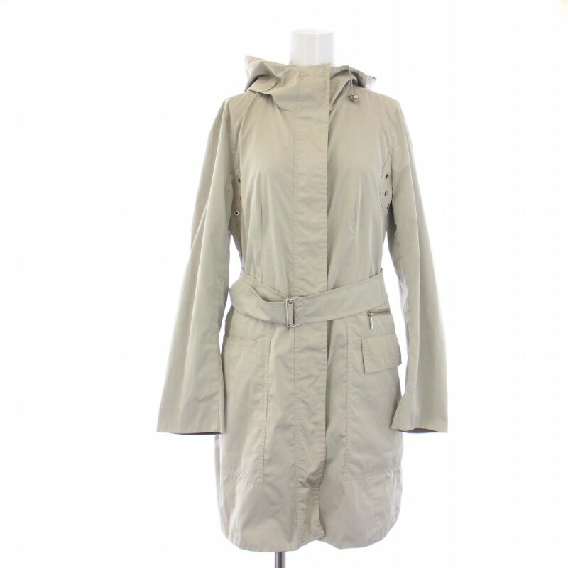 【中古】Sマックスマーラ 'S Max Mara フードコート ロング ジップアップ ベルト付き 40 M ベージュ /BM レディース 【ベクトル 古着】 240618