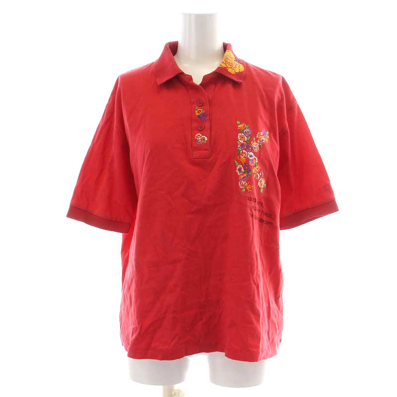 【中古】ケンゾー KENZO GOLF ゴルフウェア ポロシャツ 半袖 ハーフボタン スキッパー 花 フラワー ロゴ刺繍 2 M 赤 レッド マルチカラー /NW8 レディース 【ベクトル 古着】 240716ブランドケンゾー KENZO表記サイズ2(日本サイズM相当)実寸サイズ肩幅：約46.5cm　身幅：約52.5cm　着丈：約56.5cm　袖丈：約22.5cm　　素材綿100%色赤 レッド マルチカラー仕様開閉ボタン状態襟と袖口に薄汚れ(画像8)と、前身頃下半分に汚れや小さな穴(画像9)がございます。 ※全体的に中古品としての使用感と上記のようなダメージがありますが、通常使用には支障のない商品です。掲載写真や記載内容をご確認いただき、ご理解の上ご購入ください。備考品番 536-V-3009 国内正規代理店 なし商品のお問い合わせの回答を休止しております。＊各商品ページの商品詳細等をご確認の上ご購入ください。【中古】ケンゾー KENZO GOLF ゴルフウェア ポロシャツ 半袖 ハーフボタン スキッパー 花 フラワー ロゴ刺繍 2 M 赤 レッド マルチカラー /NW8 レディース 【ベクトル 古着】 240716状態ランク　”B”詳細については、下記および「状態ランクについて」ページをご覧ください。未使用・新品の商品ほぼ新品同様の商品使用感が少なく、かなり状態の良い商品使用感はあるが、傷や汚れの少ない商品使用感の他、傷や汚れが見られる商品かなり大きな傷みがある難あり商品※S〜CランクはUSED品となりますので、使用感をご理解の上でご入札下さい。状態ランクについてinformationブランドケンゾー KENZO表記サイズ2(日本サイズM相当)実寸サイズ肩幅：約46.5cm　身幅：約52.5cm　着丈：約56.5cm　袖丈：約22.5cm　　素材綿100%色赤 レッド マルチカラー仕様開閉ボタン状態襟と袖口に薄汚れ(画像8)と、前身頃下半分に汚れや小さな穴(画像9)がございます。 ※全体的に中古品としての使用感と上記のようなダメージがありますが、通常使用には支障のない商品です。掲載写真や記載内容をご確認いただき、ご理解の上ご購入ください。備考品番 536-V-3009 国内正規代理店 なし商品のお問い合わせの回答を休止しております。＊各商品ページの商品詳細等をご確認の上ご購入ください。本商品は一点物です他サイトや店舗にて販売している商品です。多少のお時間差にて欠品になることもございます。予めご了承頂ますようお願い致します。ベクトル・サイズガイドはこちらこの商品と同じブランドの商品を見る