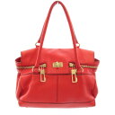 【中古】マックスマーラ ウィークエンドライン MAX MARA WEEKEND LINE マルゴーバッグレッドレザーサイドジッパー ハンドバッグ 赤 レッド ゴールド /YT レディース 【ベクトル 古着】 240708(4)