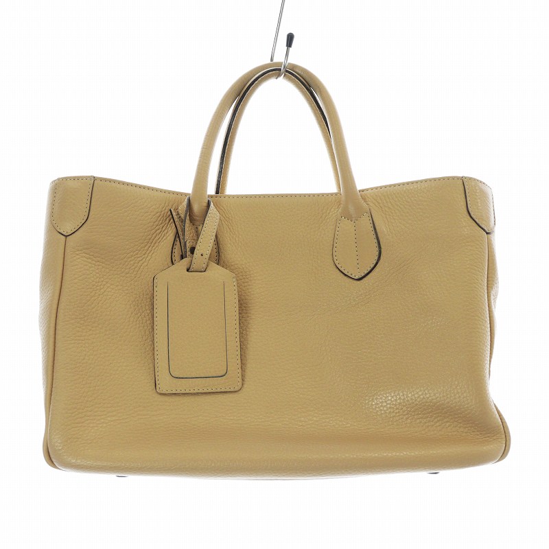 【中古】ADMJ アクセソワ Accessoires De Mademoiselle トートバッグ ハンド チャーム付き レザー ベージュ /AQ レディース 【ベクトル 古着】 240822