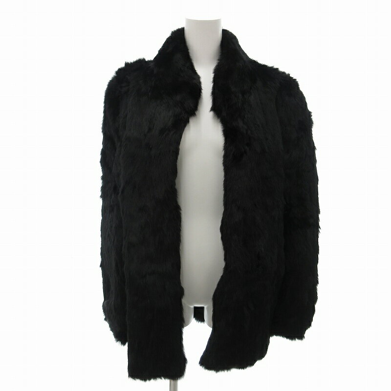 【中古】ノーブランド ファーコート ジャケット ミドル リアルファー 13 XL 黒 ブラック /TZ 0902 レディース 【ベクトル 古着】 240902