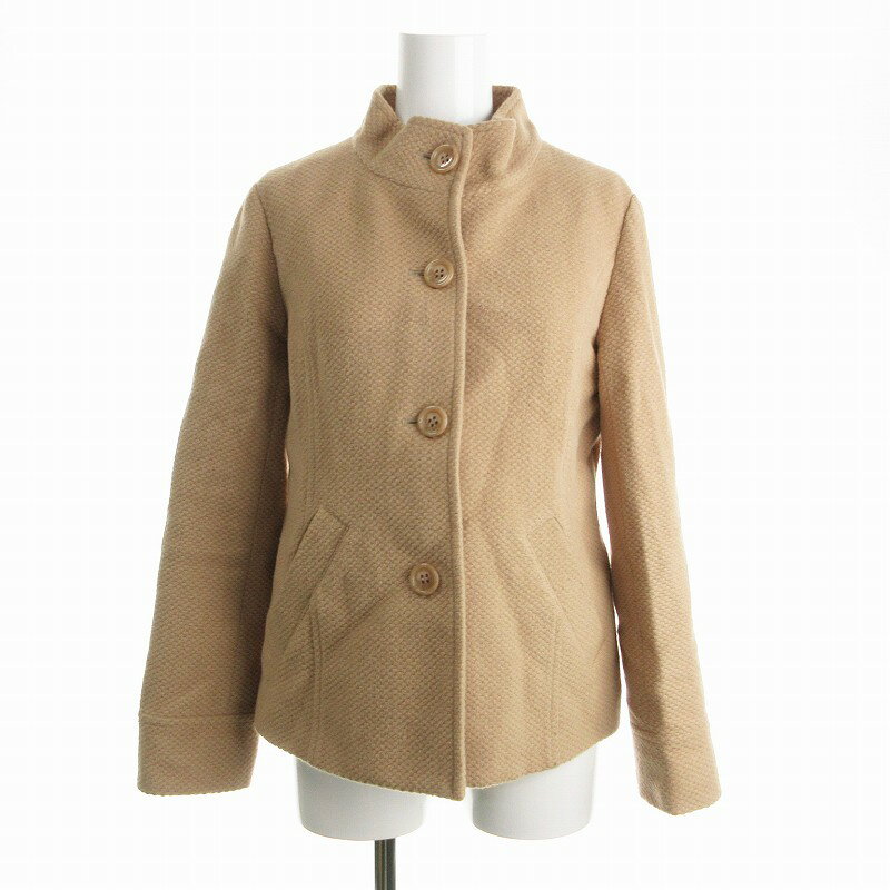 【中古】ナチュラルビューティーベーシック NATURAL BEAUTY BASIC ジャケット アンゴラ混 ハイネック 長袖 S 茶 ブラウン ■MG /NQ レディース 【ベクトル 古着】 240831