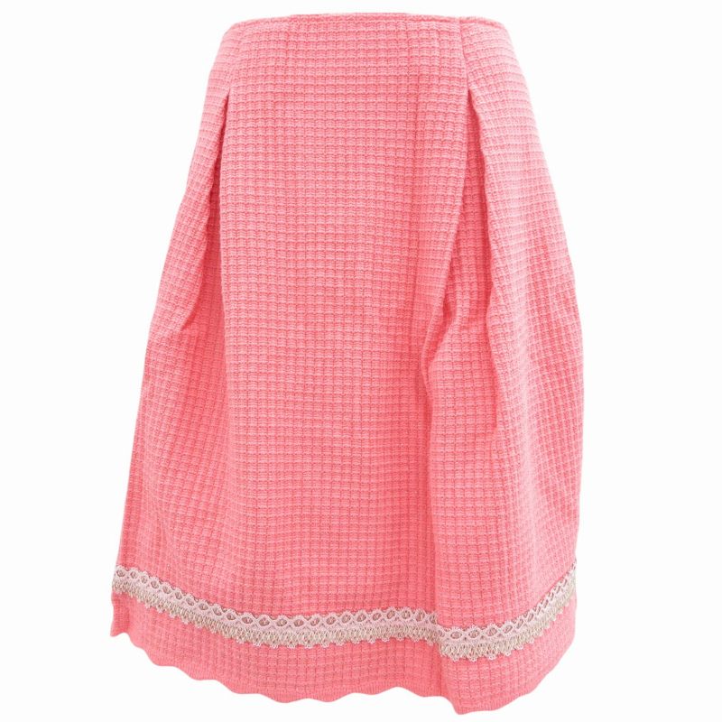 【中古】未使用品 センソユニコ Senso unico フレアスカート ひざ丈 ファンシーツイード レース 40 L ピンク /SS 0909 ■SU レディース 【ベクトル 古着】 240909