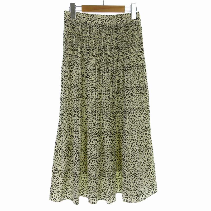 【中古】フレディ エミュ fredy emue アニマルプリントプリーツスカート ミモレ ロング ヒョウ柄 レオパード 36 S アイボリー 黒 ブラック 9-0021-3-26-010 /RO ■GY99 レディース 【ベクトル 古着】 240906