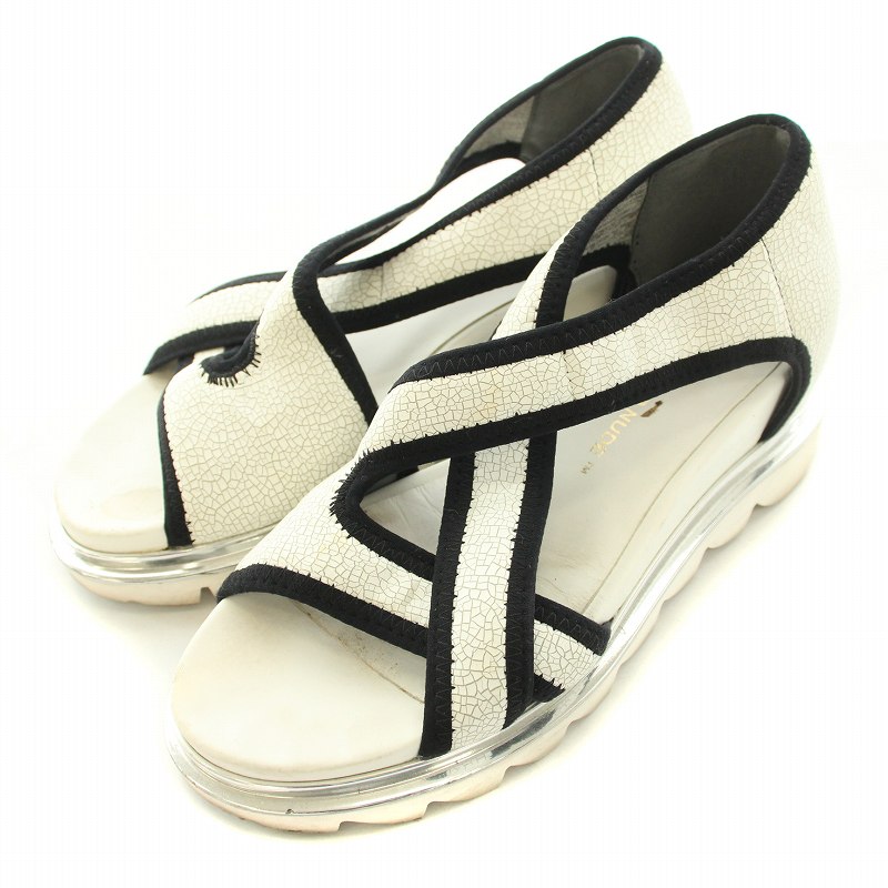 【中古】ユナイテッドヌード UNITED NUDE Lua サンダル ラウンドトゥ 厚底 タンクソール レザー 36 23cm 白 ホワイト /BB ■GY30 レディース 【ベクトル 古着】 240925