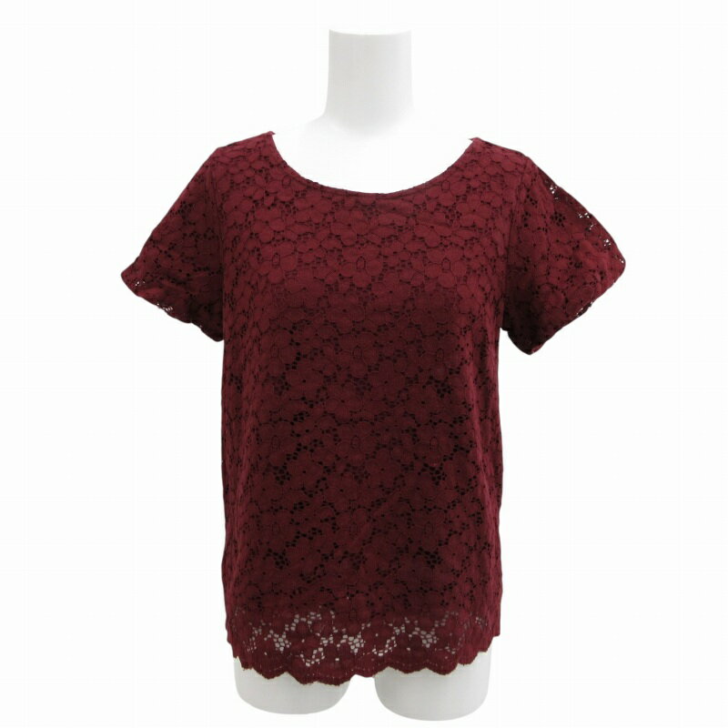 【中古】インデックス INDEX ブラウス カットソー 花柄総レース 半袖 L 赤 レッド /HD 0927 レディース 【ベクトル 古着】 240930