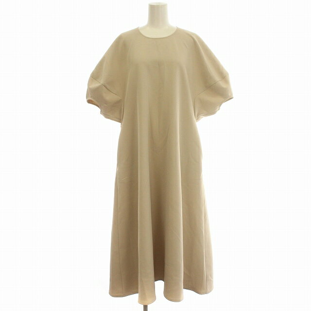 【中古】クラネ CLANE 22SS LANTERN SLEEVE FLARE ONE PIECE ワンピース 半袖 パフスリーブ ロング 1 S ベージュ /☆G レディース 【ベクトル 古着】 240926
