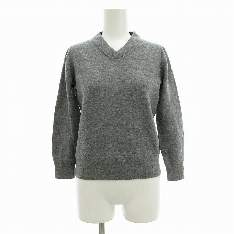 【中古】ナノユニバース nano universe セーター ニット Vネック 長袖 M グレー ■MG /UO 0930 レディー..