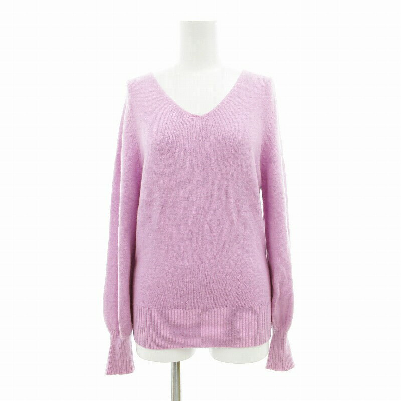 【中古】ヴァージニアクオリティ VIRGNIAQUALITY セーター ニット 長袖 Vネック アンゴラ混 900 M 紫 ..