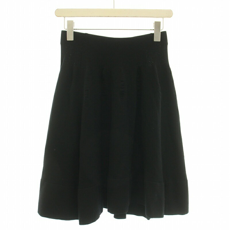 【中古】フォクシー FOXEY フレアスカート イージー ひざ丈 ウエストゴム ストレッチ ロゴ 38 M 黒 ブラック /BB レディース 【ベクトル 古着】 241002