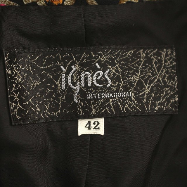 【中古】イネス ignes スーツ 3点セット セットアップ シルク混 スカート ジャケット ノースリーブ 42 M 黒 ブラック /☆G レディース 【ベクトル 古着】 241003