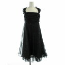 【中古】ジュネビビアン GENETVIVIEN キャミワンピース ドレス ミモレ ロング フリル プリーツ オーガンジー スパンコール 9 M 黒 ブラック /RO レディース 【ベクトル 古着】 241026