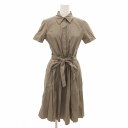 【中古】ナチュラルビューティー NATURAL BEAUTY シャツワンピース ひざ丈 半袖 36 カーキ ■MG /TZ レディース 【ベクトル 古着】 250218(4)