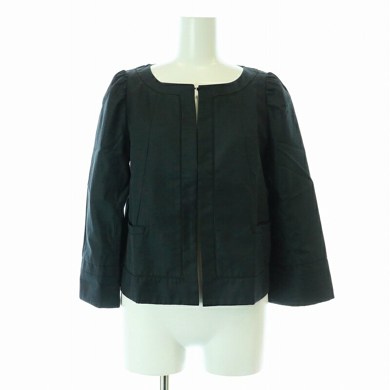 【中古】アデュートリステス ADIEU TRISTESSE ノーカラージャケット 七分袖 レース 薄手 36 S 紺 ネイビー /KU レディース 【ベクトル 古着】 241028