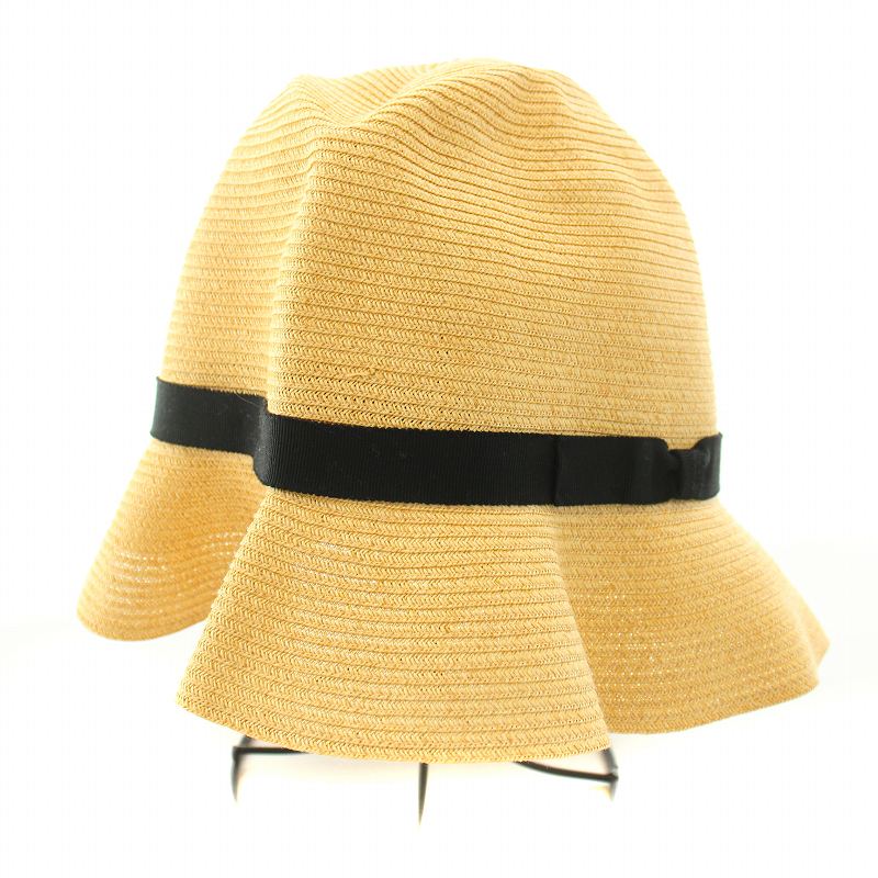 【中古】カムズアンドゴーズ COMESANDGOES 麦わら帽子 ストローハット 帽子 M ベージュ 黒 ブラック /BB レディース 【ベクトル 古着】 241102