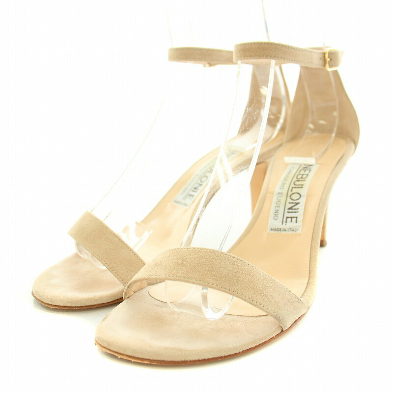 【中古】ネブローニ Nebuloni サンダル アンクルストラップ ハイヒール スエード 箱付き 37.5 24.0cm ベージュ 5805 /YT レディース 【ベクトル 古着】 241107