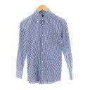 【中古】シップス SHIPS ボタンダウンシャツ 長袖 カットソー チェック柄 総柄 紺 ネイビー /MM メンズ 【ベクトル 古着】 241112