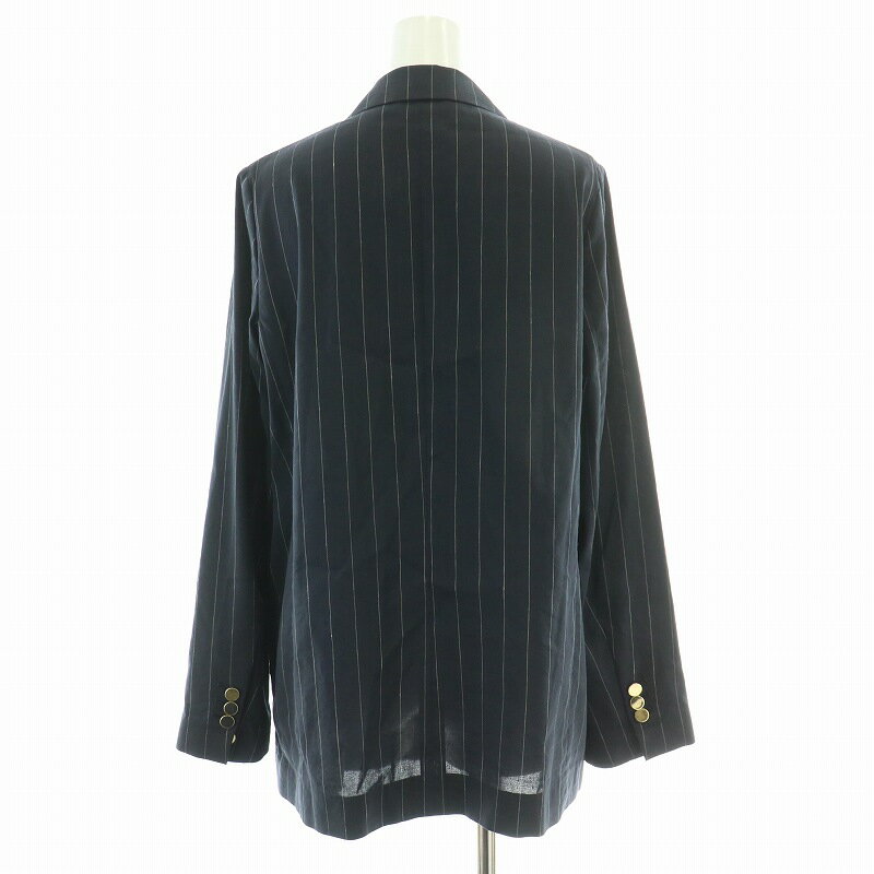 【中古】セオリー Theory pinstripe rinen piazza jkt sl easy bermuda ピンストライプリネンピアッツァjkt sl イージーバミューダ セットアップ 上下 テーラードジャケット ダブル ハーフパンツ ショートパンツ ジップフライ ストレッチ 0 S 紺 ネイビー