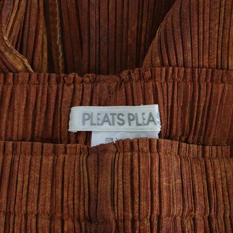 【中古】プリーツプリーズ PLEATS PLEASE イッセイミヤケ イージーパンツ ウエストゴム プリーツ ストレッチ デニム転写 1 S オレンジ /BB レディース 【ベクトル 古着】 241125