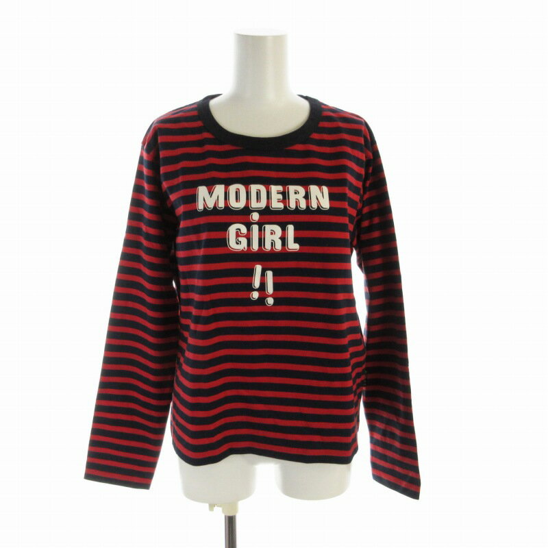 【中古】トゥービーバイアニエスベー To b. by agnes b. Tシャツ カットソー プリント クルーネック 長袖 40 L 赤 レッド 黒 ブラック /RO レディース 【ベクトル 古着】 241203