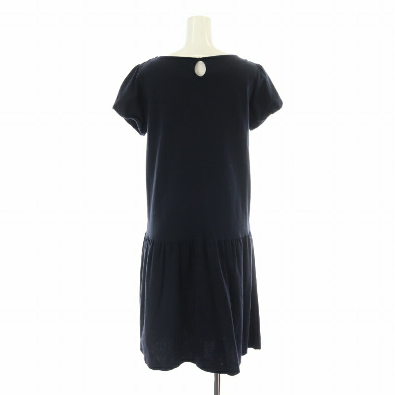 【中古】マッキントッシュフィロソフィー MACKINTOSH PHILOSOPHY フレアワンピース ひざ丈 パフスリーブ ギャザー 半袖 38 M 黒 ブラック /XK レディース 【ベクトル 古着】 241203