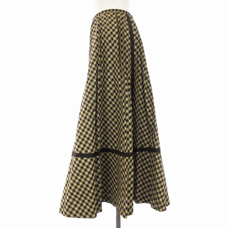 【中古】ロイスクレヨン Lois CRAYON フレアスカート ロング ギンガムチェック M 茶 ブラウン /EE レディース 【ベクトル 古着】 241208