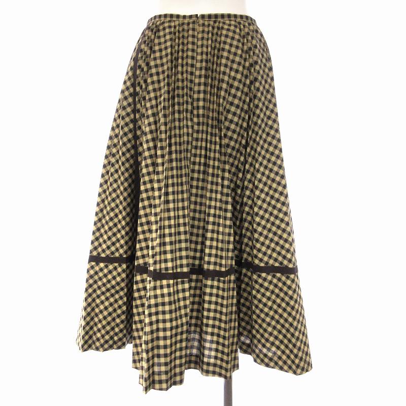 【中古】ロイスクレヨン Lois CRAYON フレアスカート ロング ギンガムチェック M 茶 ブラウン /EE レディース 【ベクトル 古着】 241208