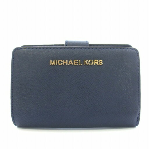 【中古】マイケルコース MICHAEL KORS 二つ折り財布 ホック レザー 紺 ネイビー /TK ■OF ■SH レディース 【ベクトル 古着】 241209 【中古】マイケルコース MICHAEL KORS 二つ折り財布 ホック レザー 紺 ネイビー /TK ■OF ■SH レディース 【ベクトル 古着】 241209