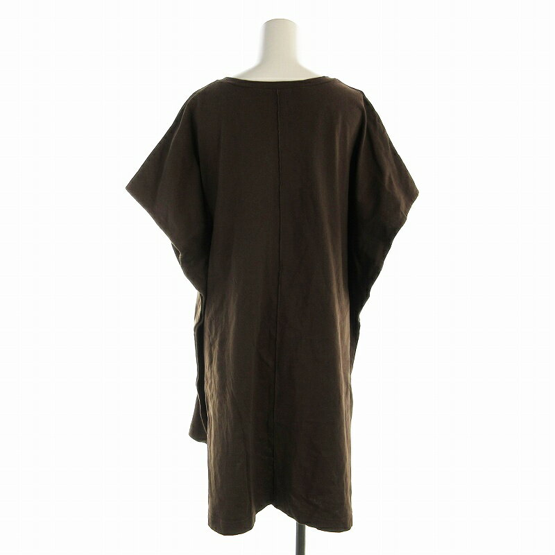 【中古】ジャーナルスタンダード JOURNAL STANDARD 23SS スクエアカフタンチュニックプルオーバー ワンピース サイドスリット クルーネック ひざ丈 茶 ブラウン /EE レディース 【ベクトル 古着】 241208