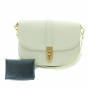 【中古】カーリン CARLYN DEAR 2WAY ショルダーバッグ ターンロック式 レザー ロゴ コインケース 小銭入れ 白 ホワイト 紺 ネイビー /BB ■OF レディース 【ベクトル 古着】 241212(4)