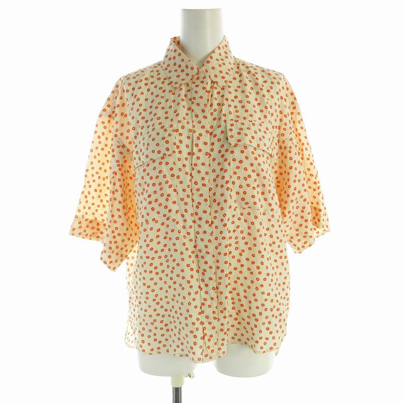 【中古】マルティニーク martinique シャツ ブラウス 花柄 半袖 オレンジ /EE レディース 【ベクトル 古着】 241218