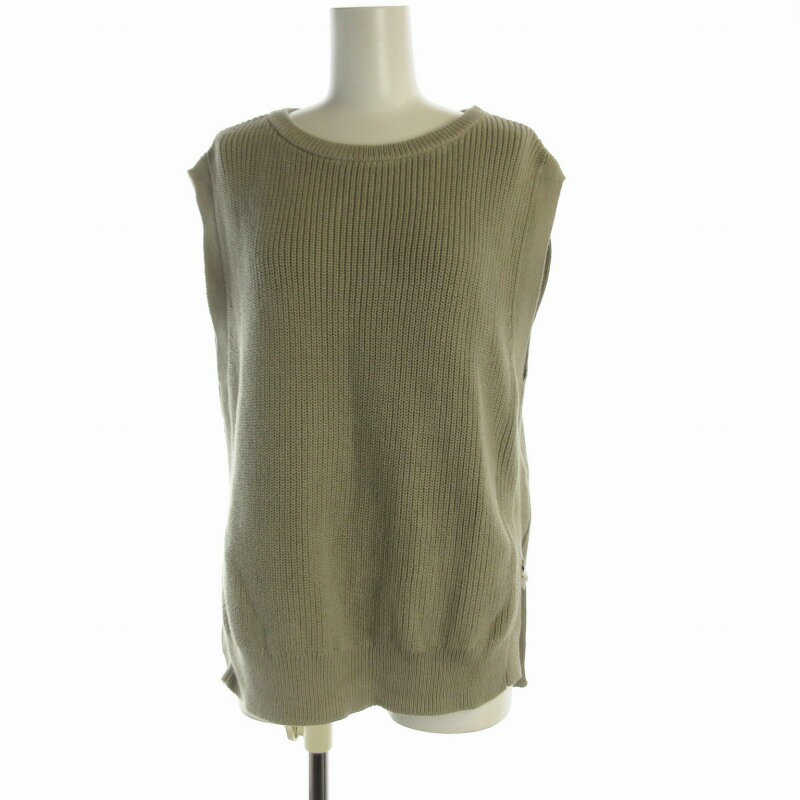 【中古】アーバンリサーチ ドアーズ URBAN RESEARCH DOORS コットン畦KNITベスト ニット ボートネック M ベージュ DR36-22E111 /RO レディース 【ベクトル 古着】 250117