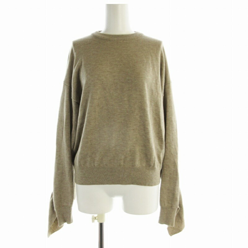 【中古】クラネ CLANE バックフリルニットトップス セーター クルーネック 長袖 1 S グレージュ /RO レディース 【ベクトル 古着】 250121