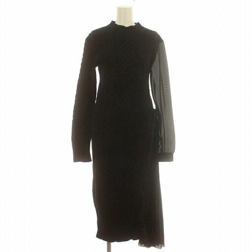 【中古】サカイ sacai ニットワンピース アシンメトリー プリーツ ロング ワンピース 長袖 1 S 黒 ブラック /☆G レディース 【ベクトル 古着】 250125 【中古】サカイ sacai ニットワンピース アシンメトリー プリーツ ロング ワンピース 長袖 1 S 黒 ブラック /☆G レディース 【ベクトル 古着】 250125