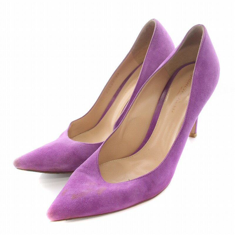 【中古】ジャンヴィトロッシ Gianvito Rossi パンプス ポインテッドトゥ ハイヒール スエード 38 紫 パープル /BB レディース 【ベクトル 古着】 250202