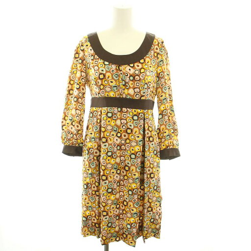 【中古】ダイアンフォンファステンバーグ DIANE von FURSTENBERG ワンピース ひざ丈 ラウンドネック 長袖 総柄 絹 シルク 4 茶 ブラウン 黄 イエロー 404-242758 /YT レディース 【ベクトル 古着】 250204 【中古】ダイアンフォンファステンバーグ DIANE von FURSTENBERG ワンピース ひざ丈 ラウンドネック 長袖 総柄 絹 シルク 4 茶 ブラウン 黄 イエロー 404-242758 /YT レディース 【ベクトル 古着】 250204