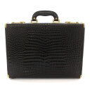 【中古】GENUINE LEATHER ビジネスバッグ ハンドバッグ マルチ クロコ 型押し 鞄 黒 ブラック /DK ■MA メンズ レディース 【ベクトル ...